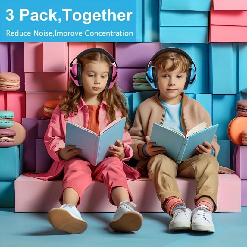 Noise Cancelling Ear Muffs for Kids – 3 Pack Adjustable Hearing Protection for 3+ Years