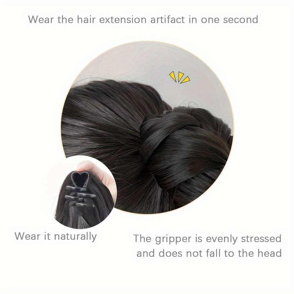 Chic Claw-Clamp Braided Ponytail Extension - Loose Curly Hair Accessory