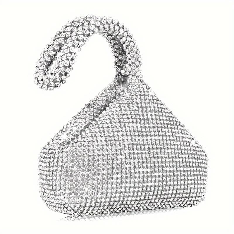 Mini Black Glitter Rhinestone Clutch Purse