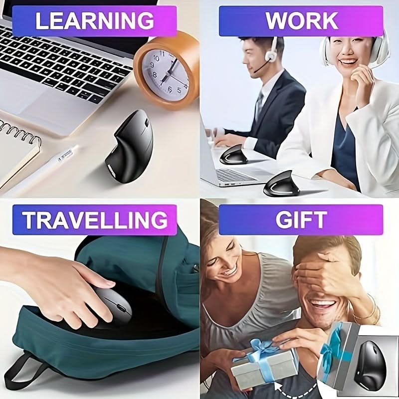 Wireless Ergonomic Vertical Mouse, 6-Button, Right-Handed