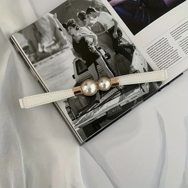 Adjustable Faux Pearl Elastic Waist Belt