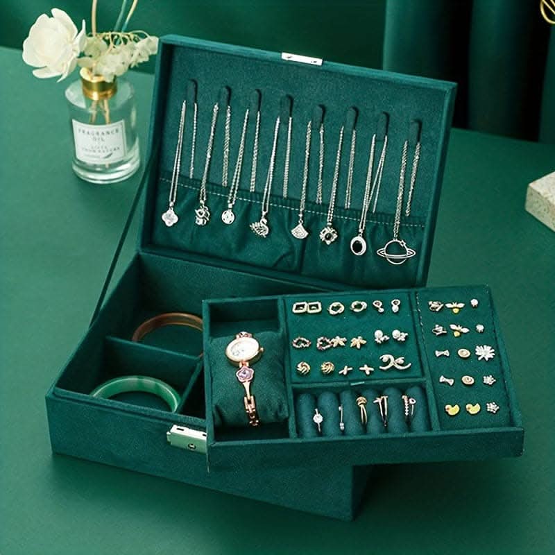 Luxurious 3-Layer Jewelry Box – Flannelette & Lockable