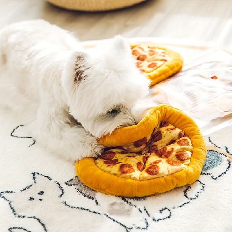Interactive Pizza Plush Dog Toy – Squeaky Chew
