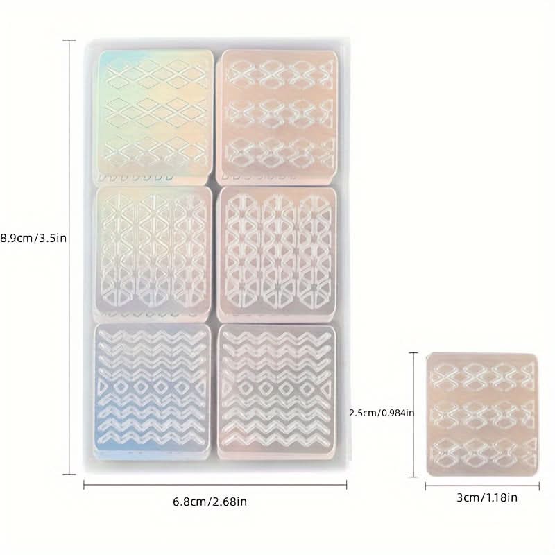 24-Piece Nail Art Vinyl Stencil Set - Glitter Plaid Design