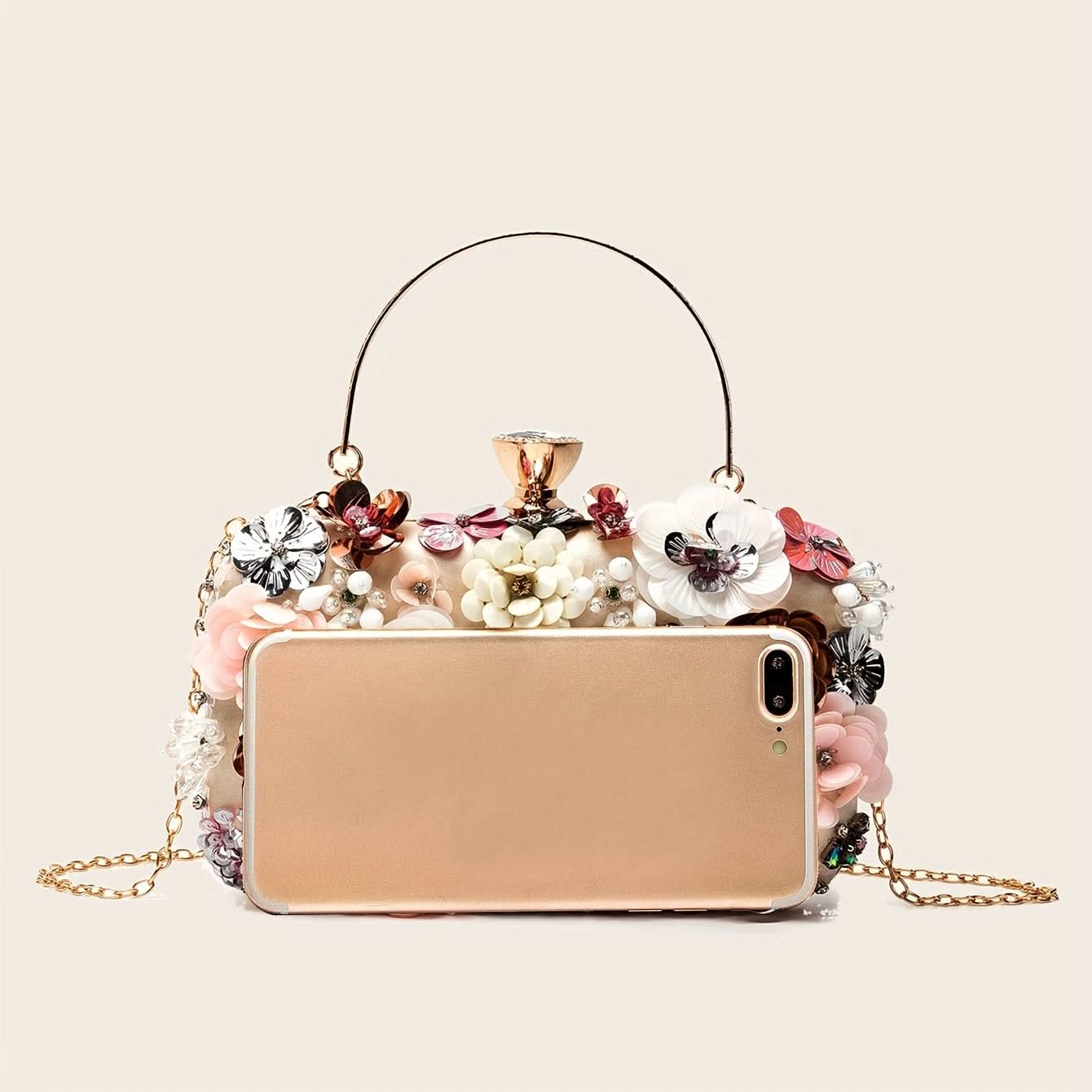 Mini Rhinestone Flower Clutch for Women