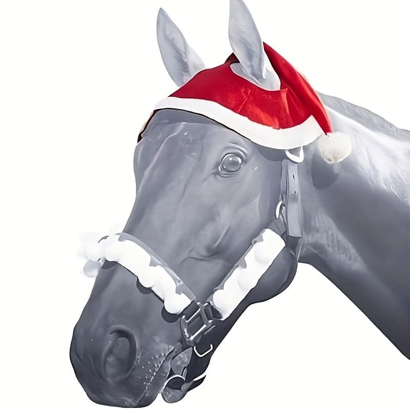 Red Santa Hat for Horses – Fleece-Trimmed