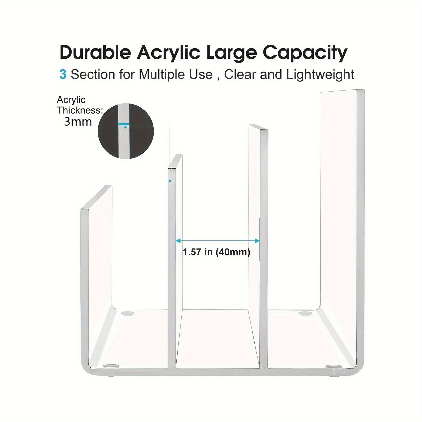 Clear Acrylic Desk Organizer with Stapler Holder, File Sorter for Office