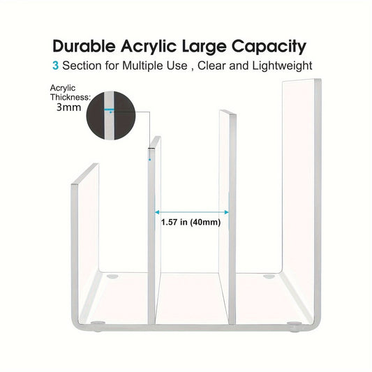 Clear Acrylic Desk Organizer with Stapler Holder, File Sorter for Office