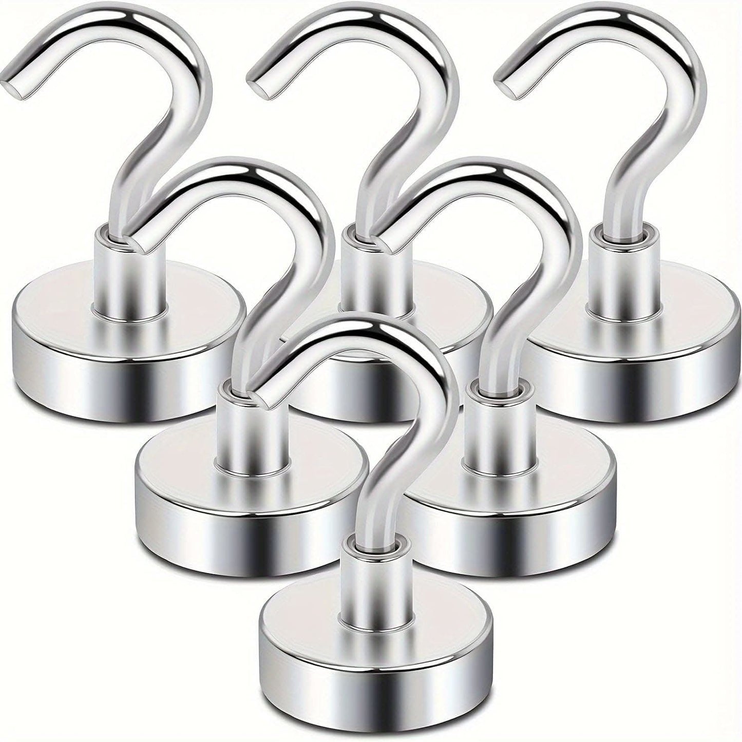 3/6/12pcs Heavy-Duty Neodymium Magnet Hooks - Strong 25lbs Capacity
