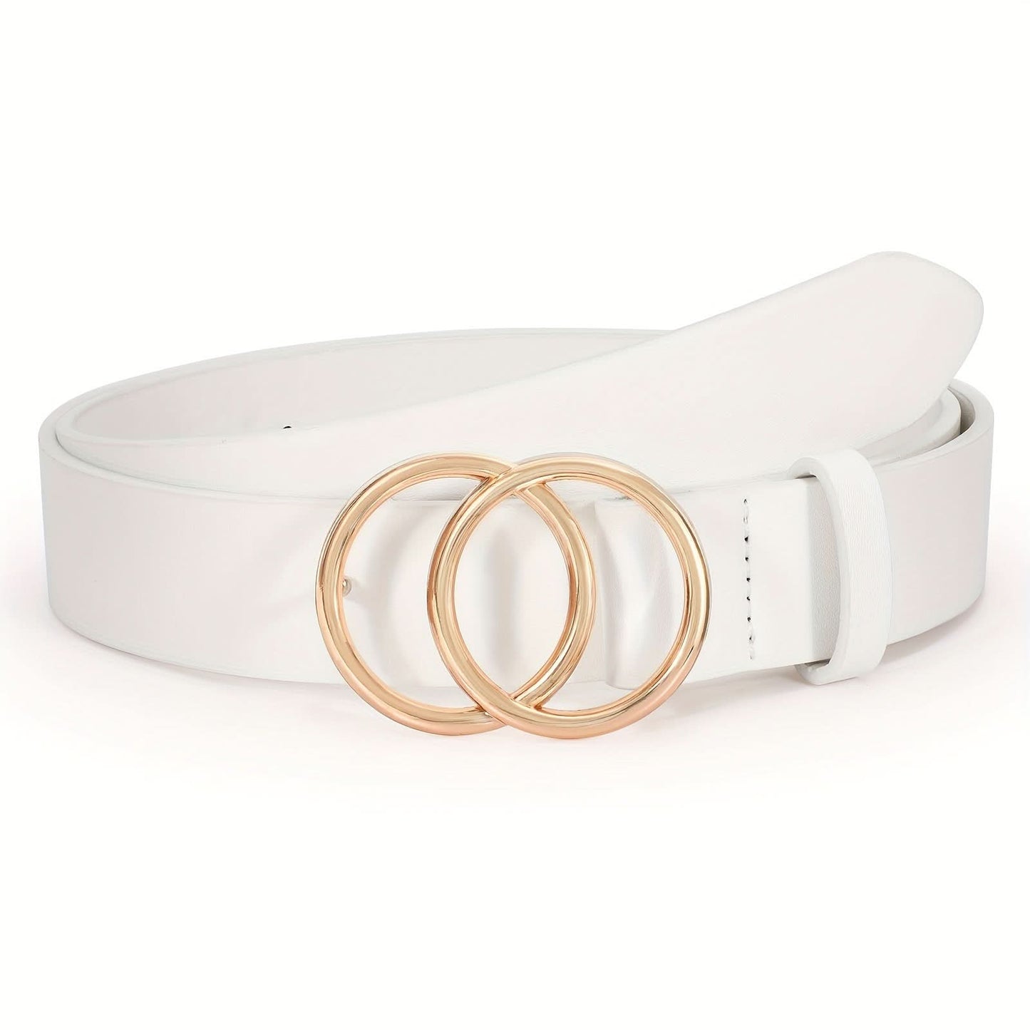 Double O-Ring PU Leather Waist Belt