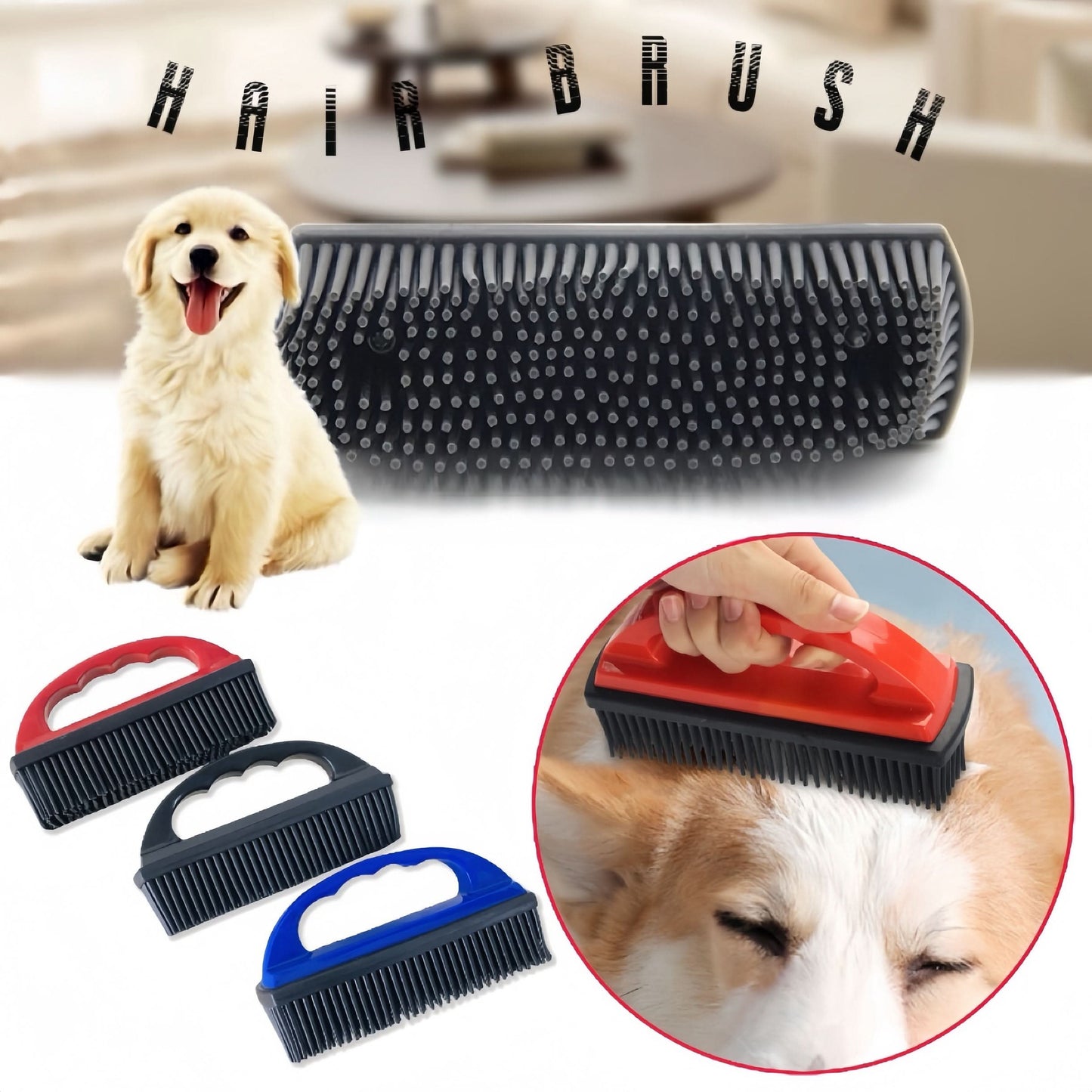 Ergonomic Silicone Pet Grooming Brush – For Dogs & Cats