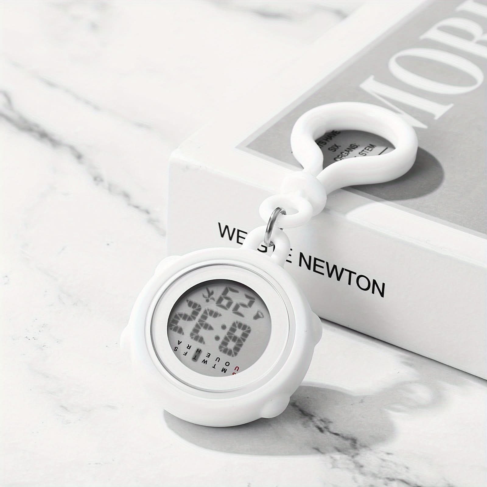 Digital Clip-On Watch with Silicone Cover & Carabiner - Fob Watch for Nurses
