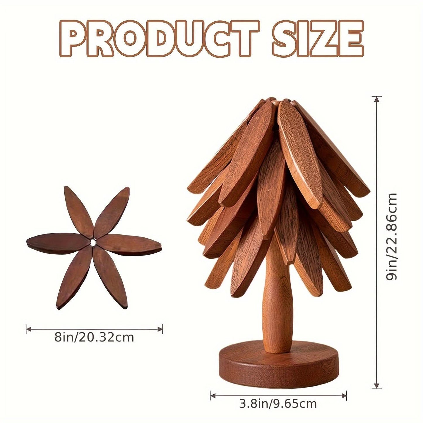 Wooden Tree-Shaped Tripod Coaster Set