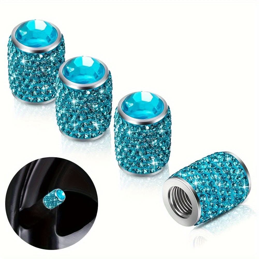 4pcs Bling Tire Valve Caps – Crystal Rhinestone Car Wheel Stem Covers