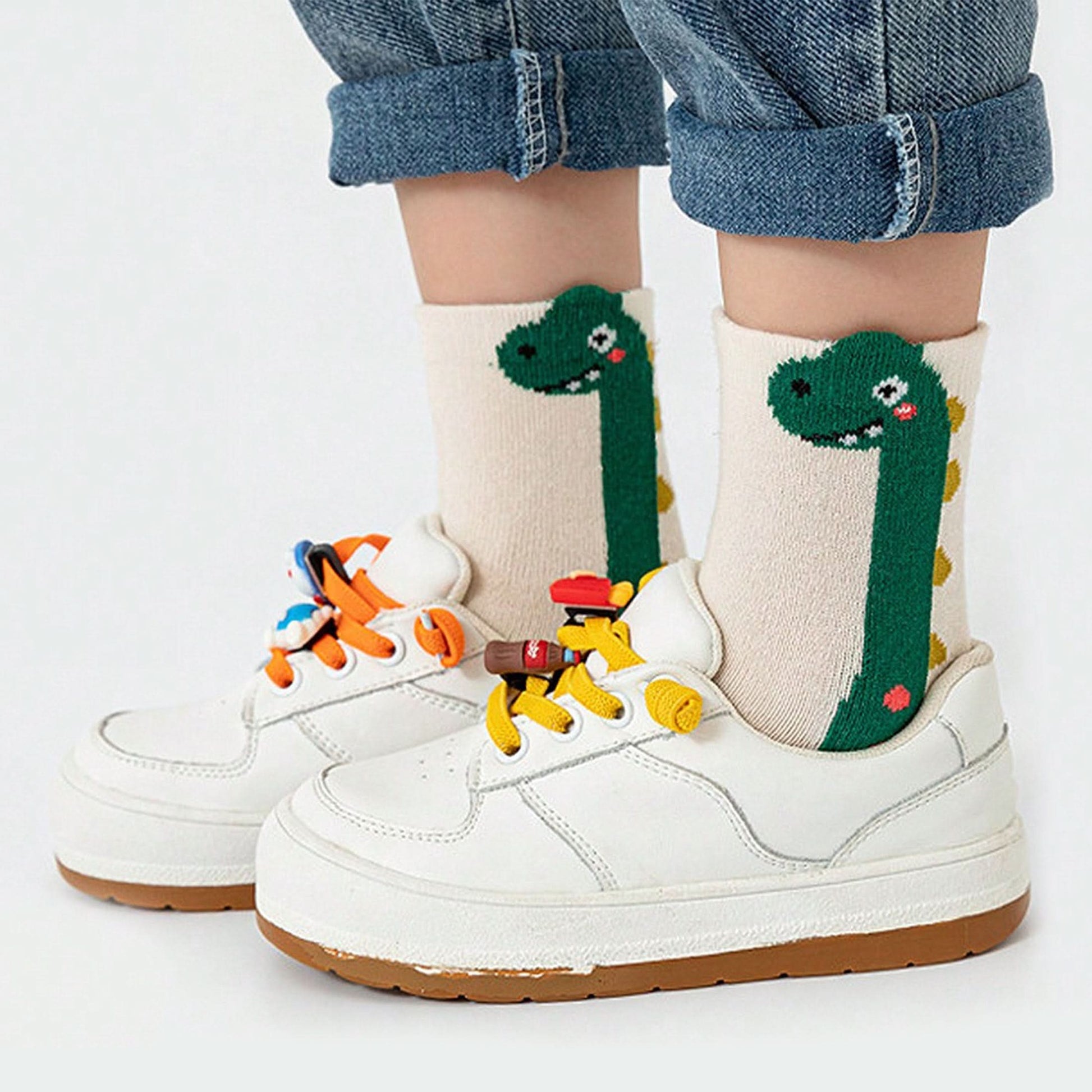 5 Pairs Boys' Cartoon Dino Crew Socks – Comfy