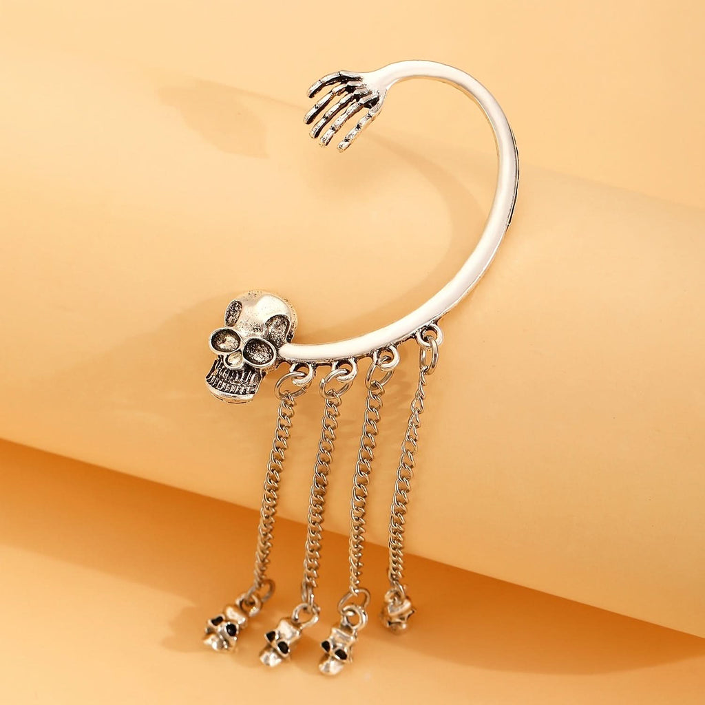 Skull Tassel Punk Earrings for Halloweenq