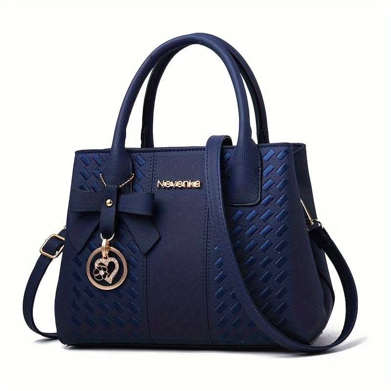 Embroidery Handbag in solid color with Elegant Top Handle