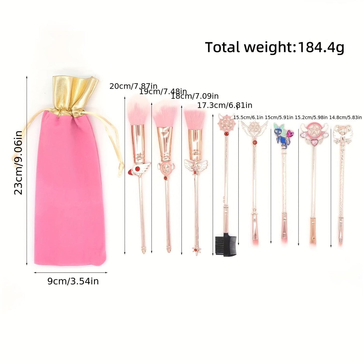 Metallic Fantasy Makeup Brush Set, 3-in-1