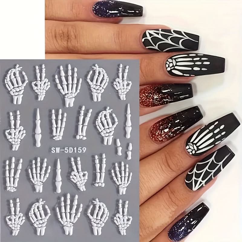 Halloween 5D Skull Nail Art Sticker - Self-Adhesive