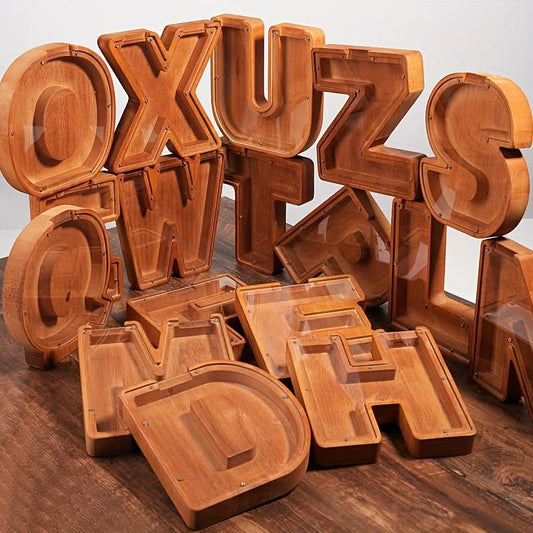 Personalized Wooden Lettered Piggy Bank for Kids