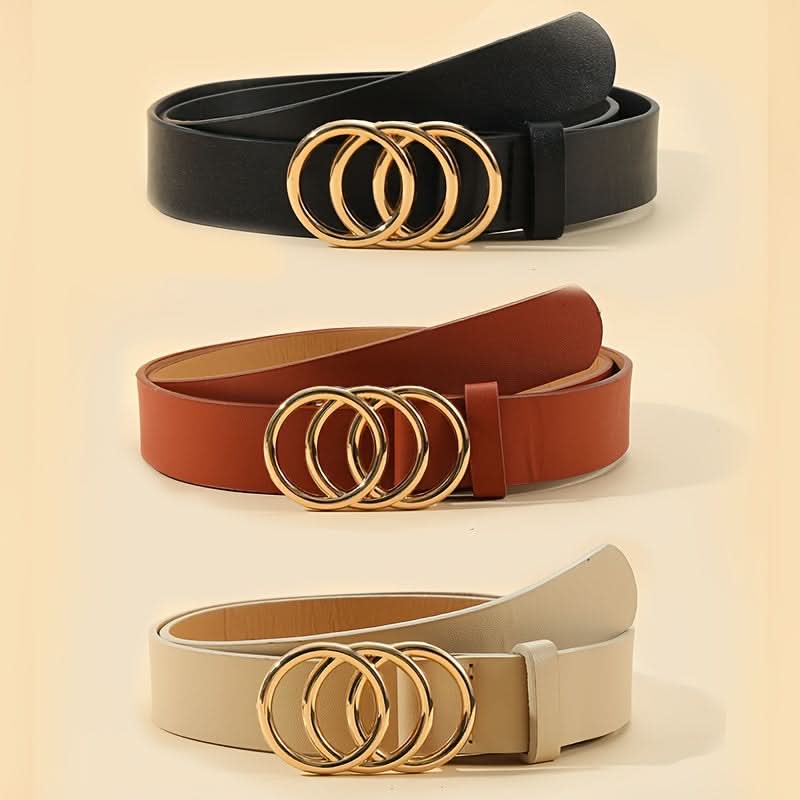 Men's Sporty Faux Leather Double Buckle Belt