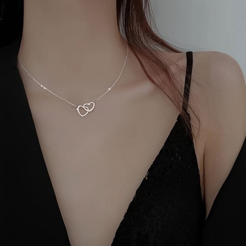 Double Heart Pendant Necklace – Minimalist Chic