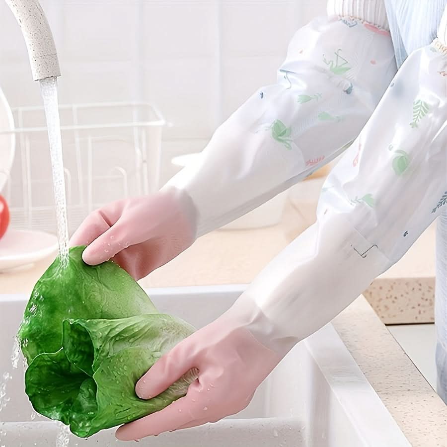 Reusable Long-Sleeve Waterproof Cleaning Gloves