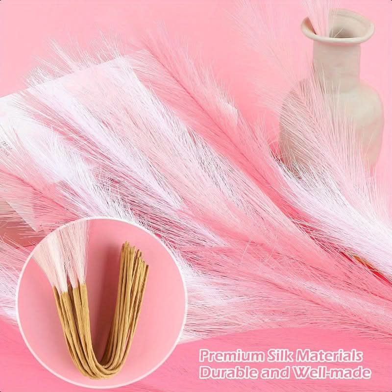 30pcs Pink & White Faux Pampas Grass