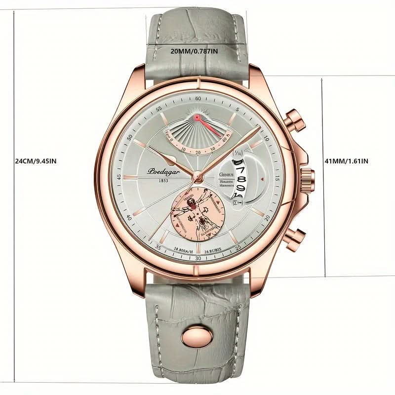 Vintage Luminous Round Quartz Watch - Classic PU Leather Strap