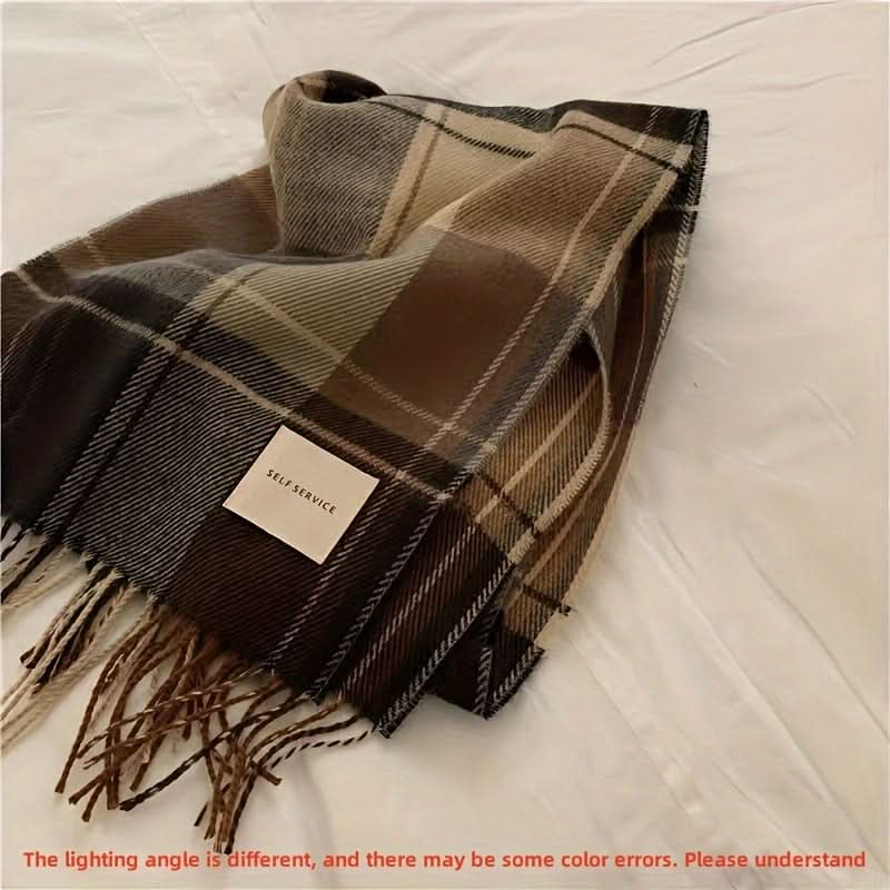 Warm Tassel Scarf – Luxurious Retro Checkered Knit