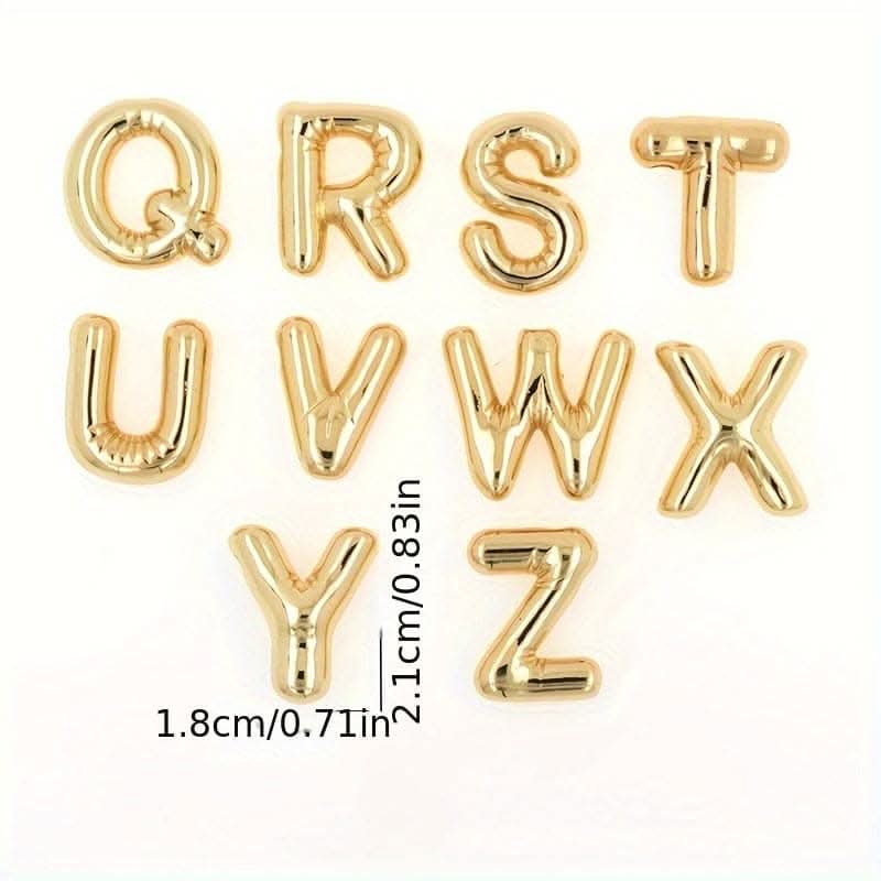 Chunky Golden Alphabet Balloon Pendant Necklace – Stainless Steel