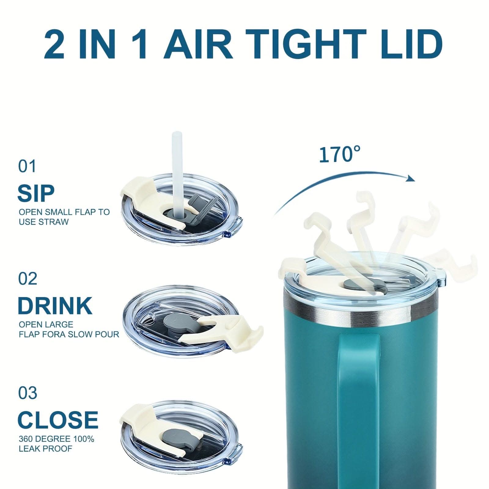 Stainless Steel Tumbler with Handle & Straw