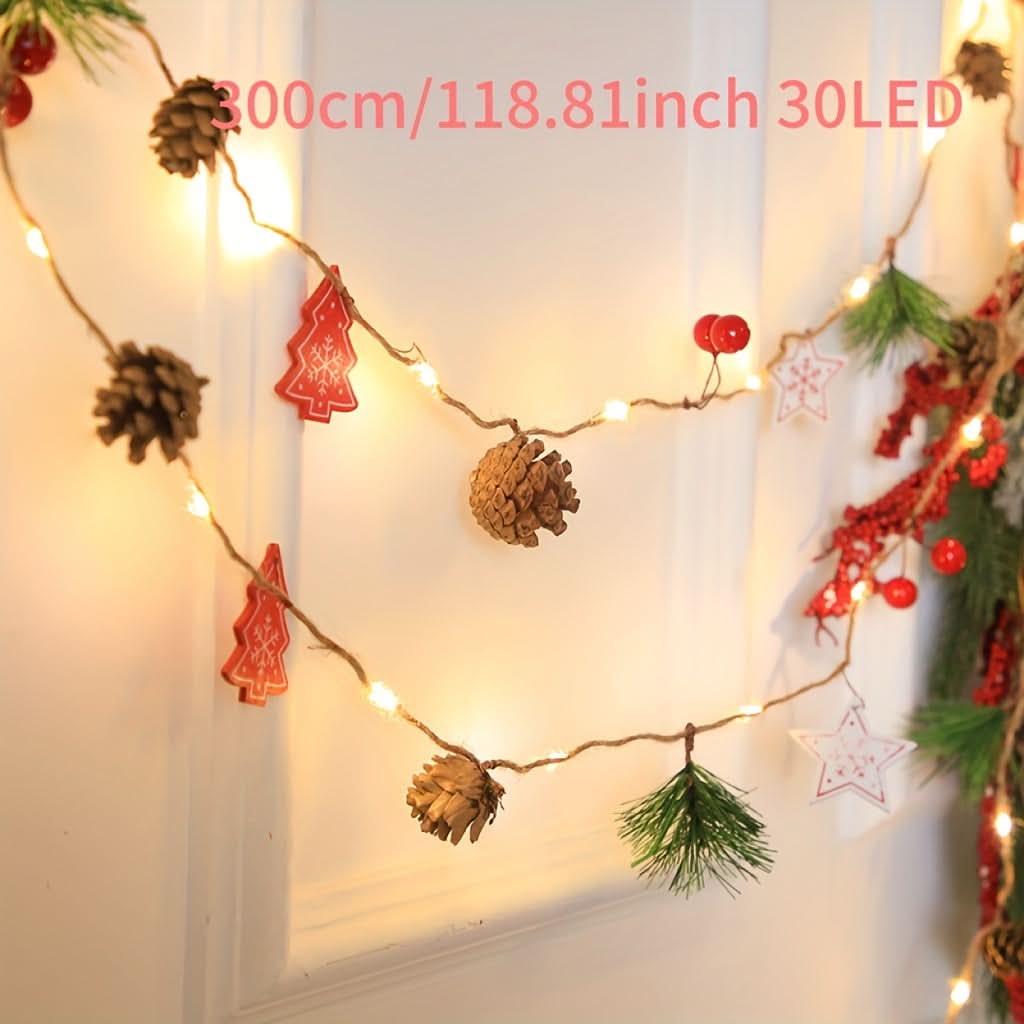 Christmas LED Decorative String Lights with Pinecones