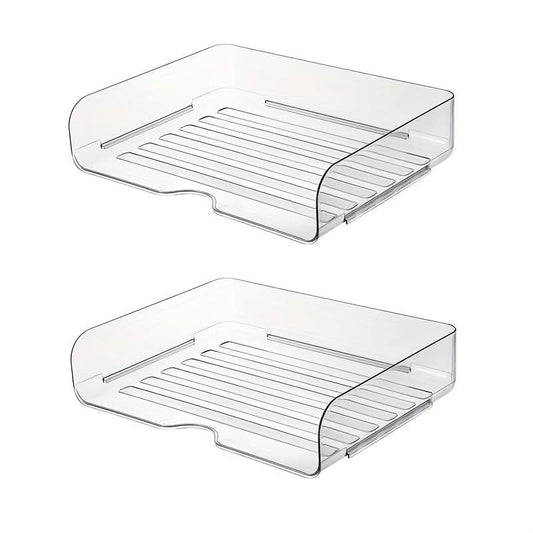 2-Pack Clear Acrylic Desk Organizer Trays, Stackable Storage for Office Supplies