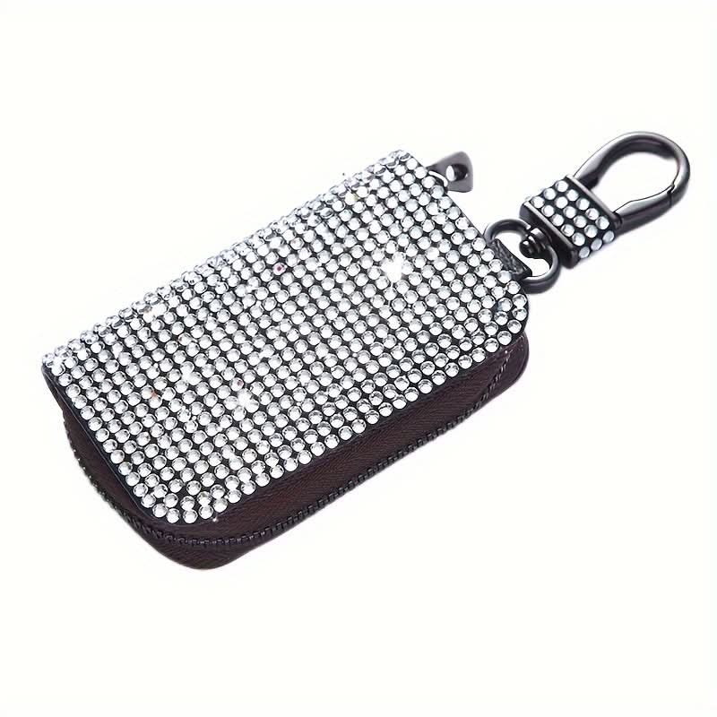 Rhinestone Car Key Case – PU Leather, Sparkling Protection