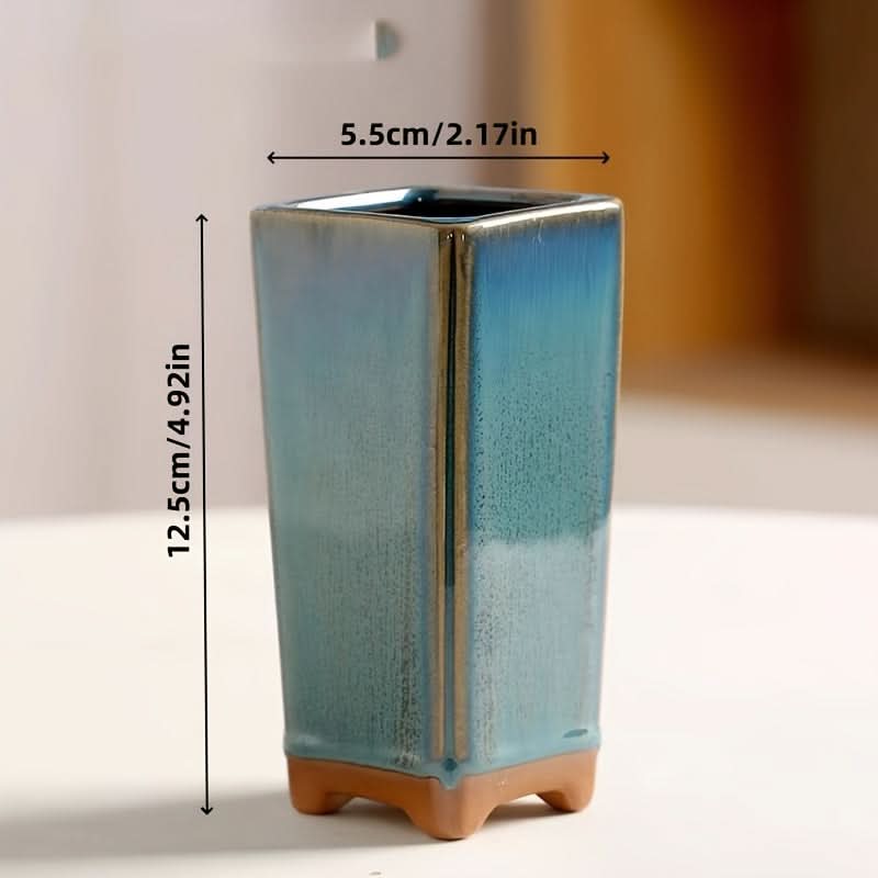 5-Piece Handcrafted Blue Ceramic Mini Succulent Planter Set