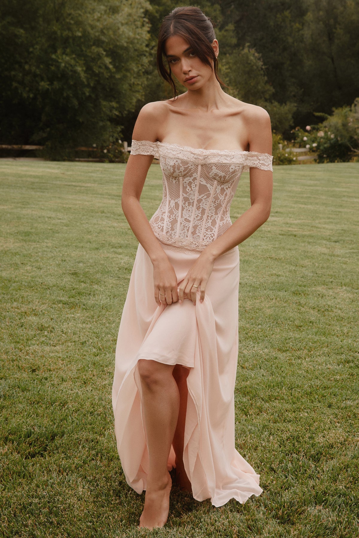 Georgette Corset Maxi Dress