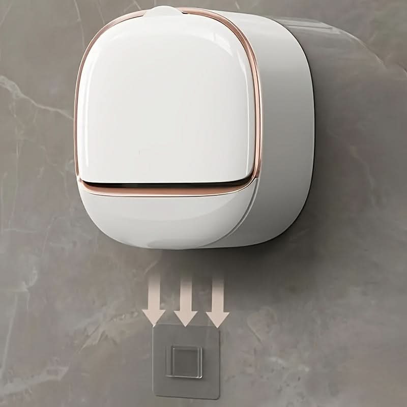 Wall-Mounted Soap Dish with Lid, No-Drill