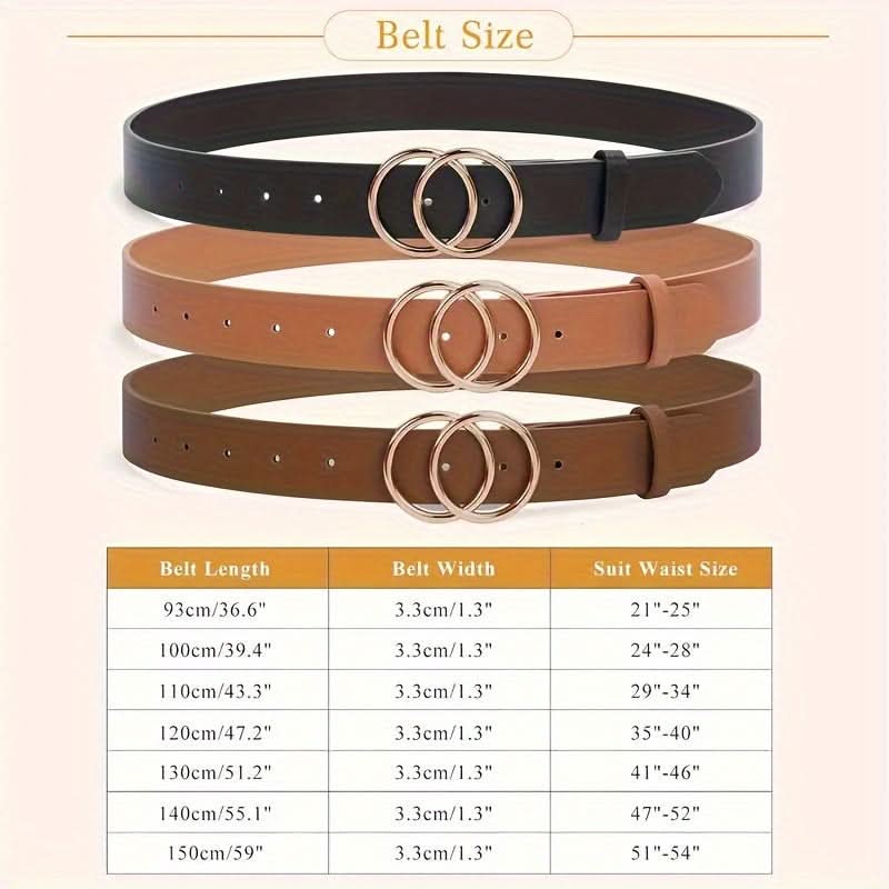 Double O-Ring PU Leather Waist Belt