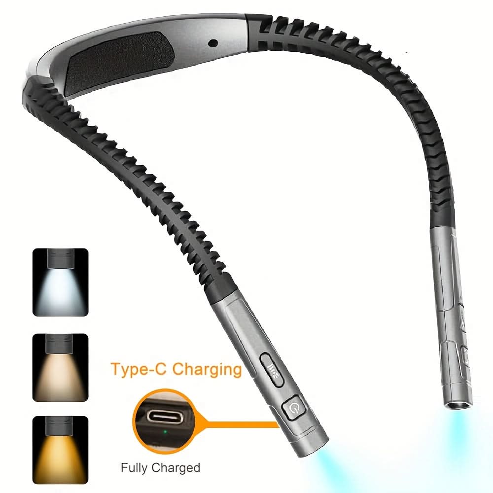 Rechargeable Neck Reading Light – 80-Hour Flexible Book Lamp with 3 Color Modes