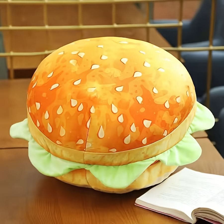 Cute Burger Pillow – Cozy Outdoor Camping Cushion with Zipper