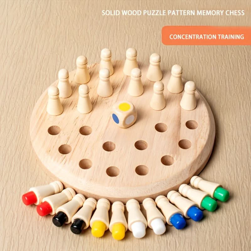 Solid Wood Memory Match Chess Set – Colorful Educational Puzzle Toy for Kids