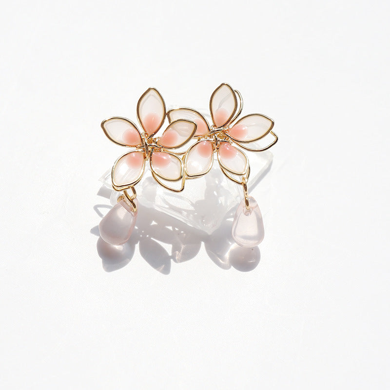 Cherry Blossom Enamel Earrings – Pastoral Floral Jewelry