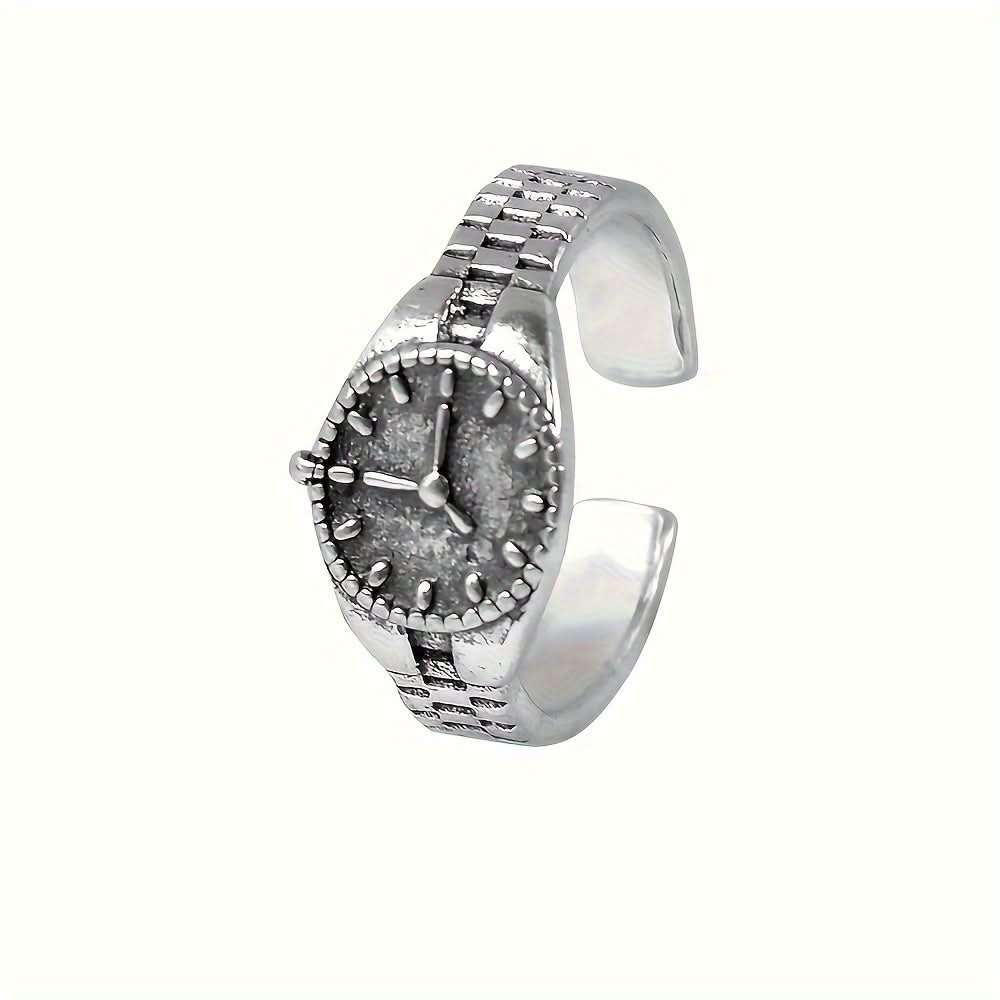 Vintage Watch Design Adjustable Statement Ring