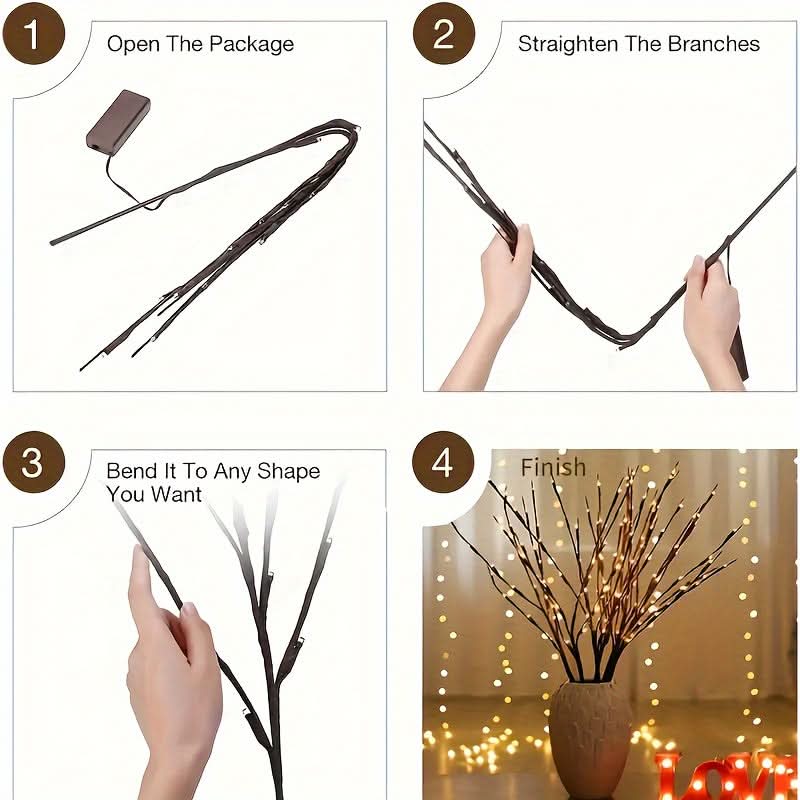 Adjustable Plastic LED Branch Lights – 20 LED Battery-Operated Tabletop