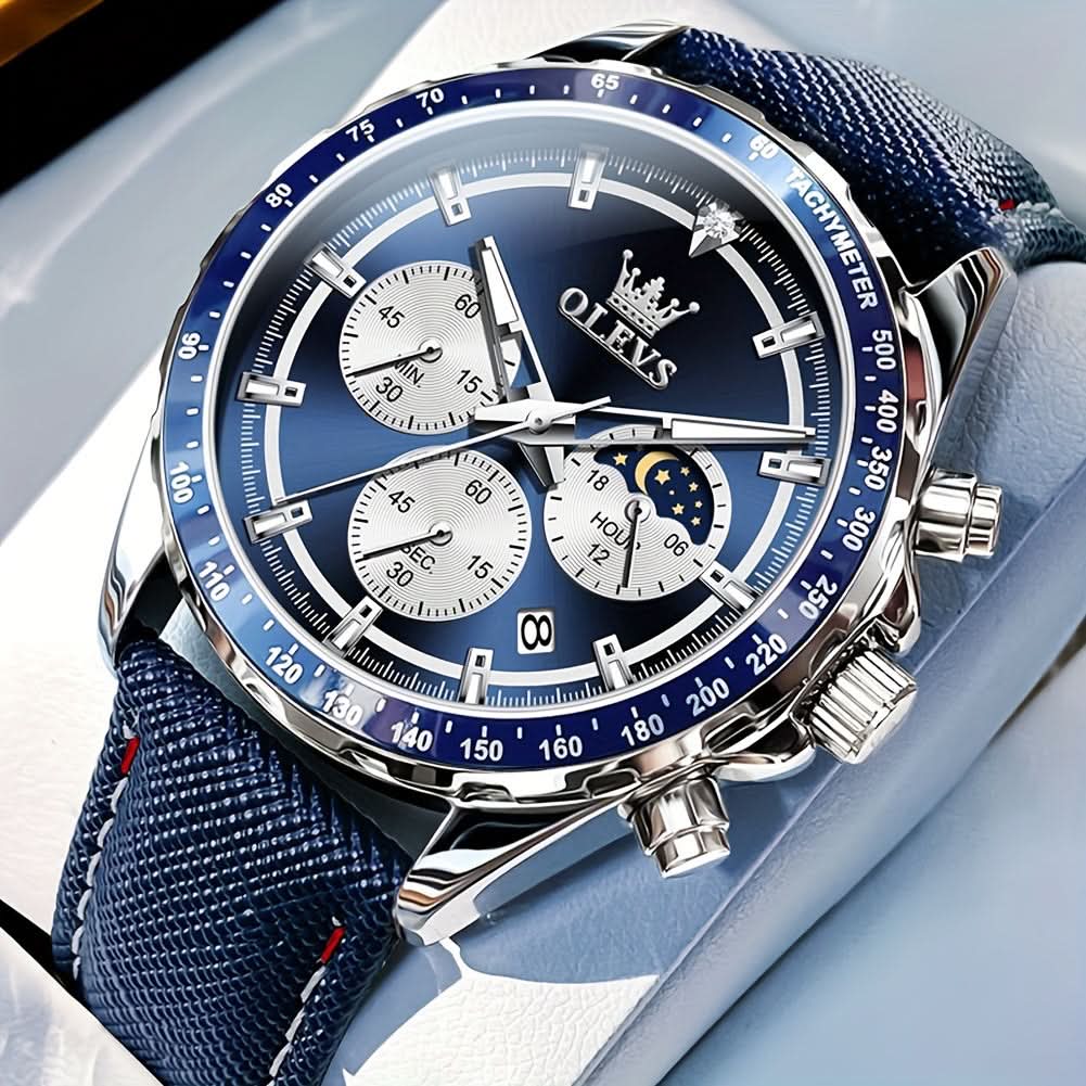 OLEVS Men's Luxury Chronograph Moon Phase Watch