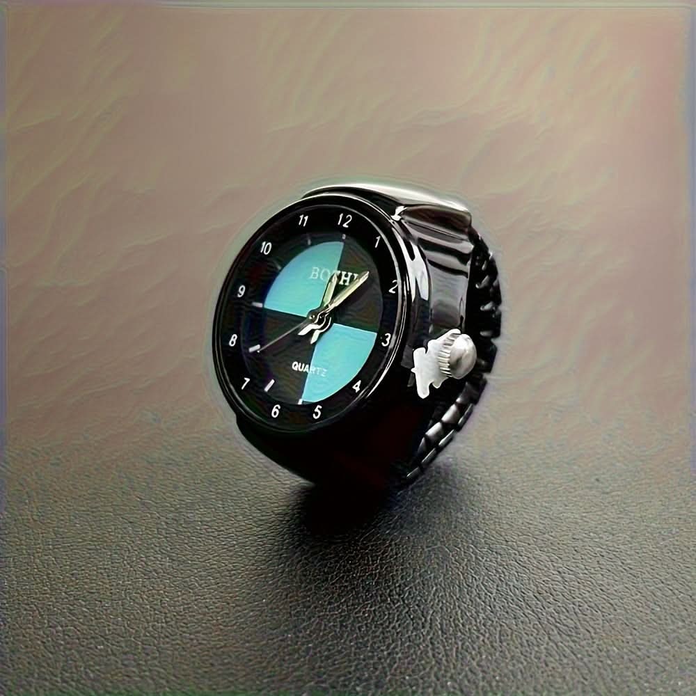 Black Quartz Ring Watch – Casual Unisex Digital Finger Watch
