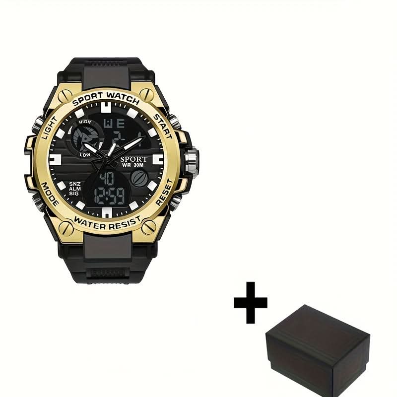 Men's Multifunctional Sports Watch - Water-Resistant Dual Display