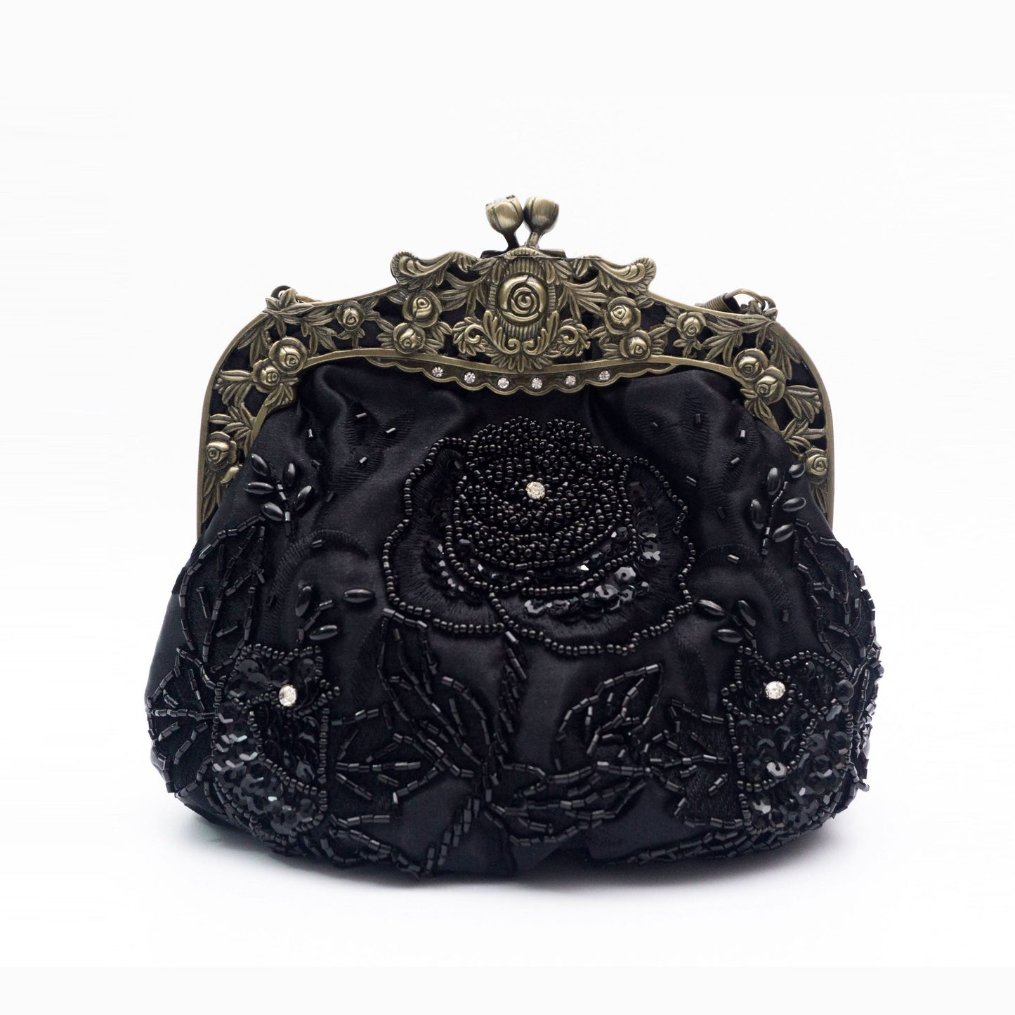 Vintage Floral Embossed Kiss-Lock Clutch