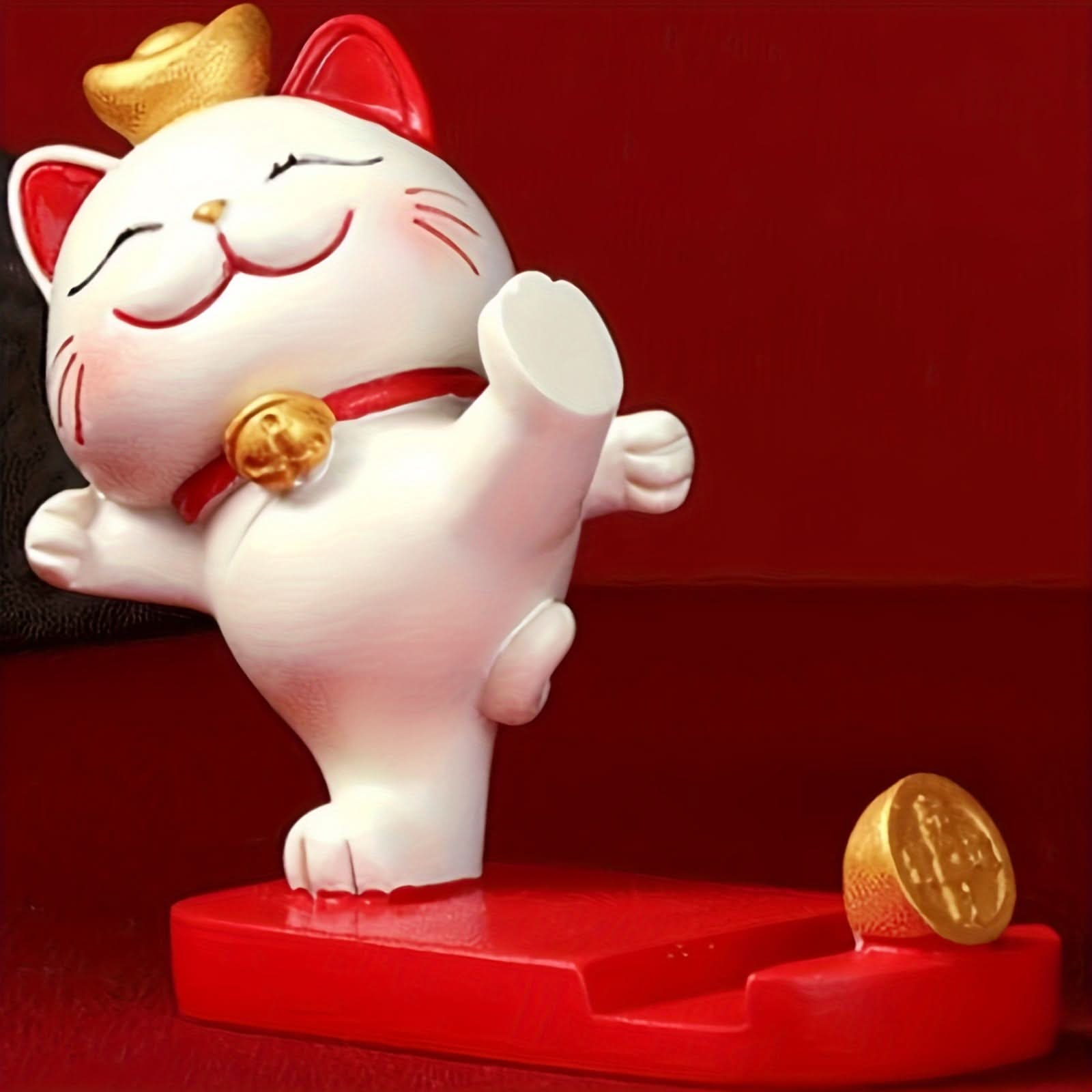 2pcs Cute Cat Mobile Phone Stand, Portable Resin Holder
